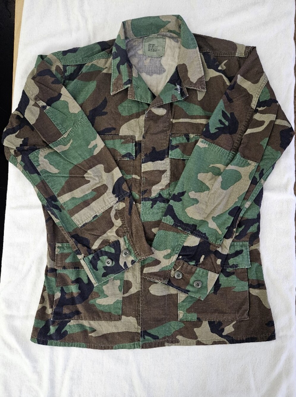 Men's Vintage 1993 Camo Utility Combat Jacket - Green/Brown Woodland Size M